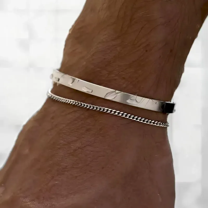 Wholesale Men Steel Exquisite Simple Cuban Chain Stackable Bracelet