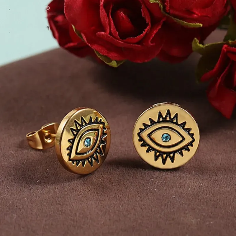 Wholesale Women'S Simple Diamond Devil'S Eye Alloy Stud Earrings