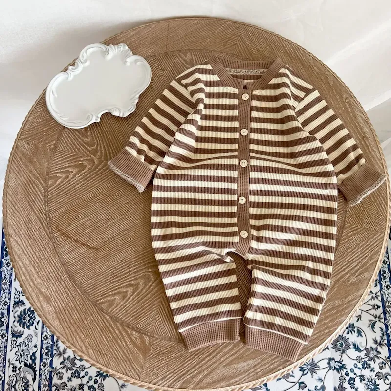 Wholesale Kids Baby Boys Girls Spring Autumn Casual Cute Stripe Long Sleeve Romper - Image 7