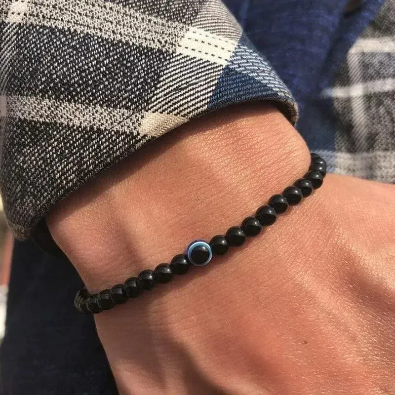 Wholesale Men Fashion Natural Stone Turquoise 6mm Eye Bracelet - Image 6