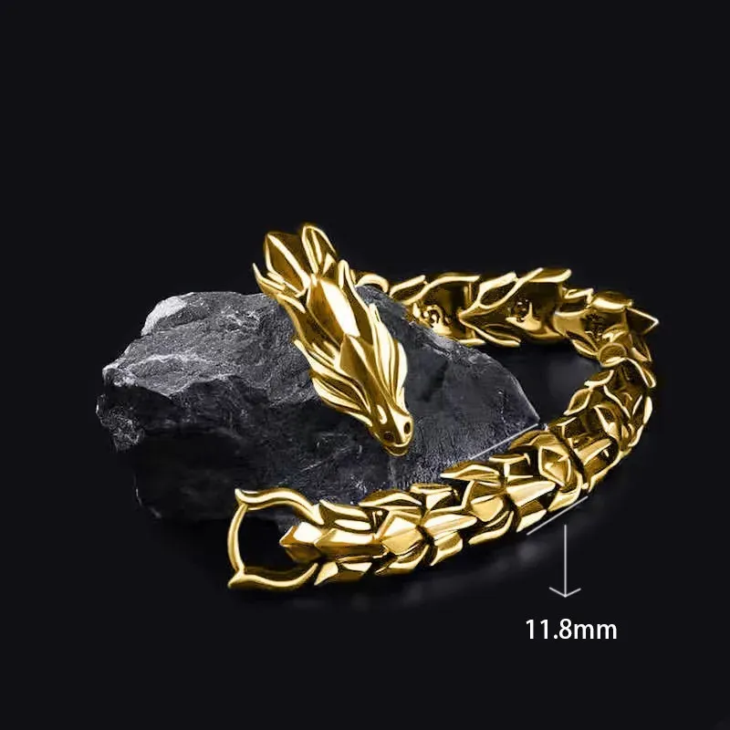 Wholesale Men Fashion Retro Punk Multicolor Dragon Bracelet - Image 9