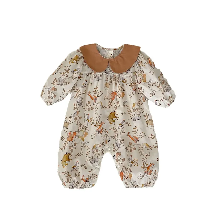 Wholesale Kids Baby Boys Girls Cute Animals Print Long Sleeve Romper - Image 3