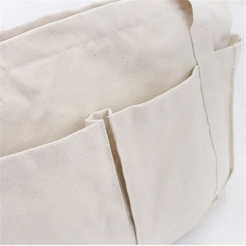 Women Solid Color Large Capacity Pocket Canvas Tote Bag - Image 9