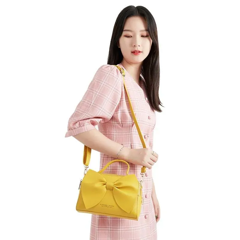 Women Fashion Solid Color Bow Decoration Shoulder Bag - Image 8
