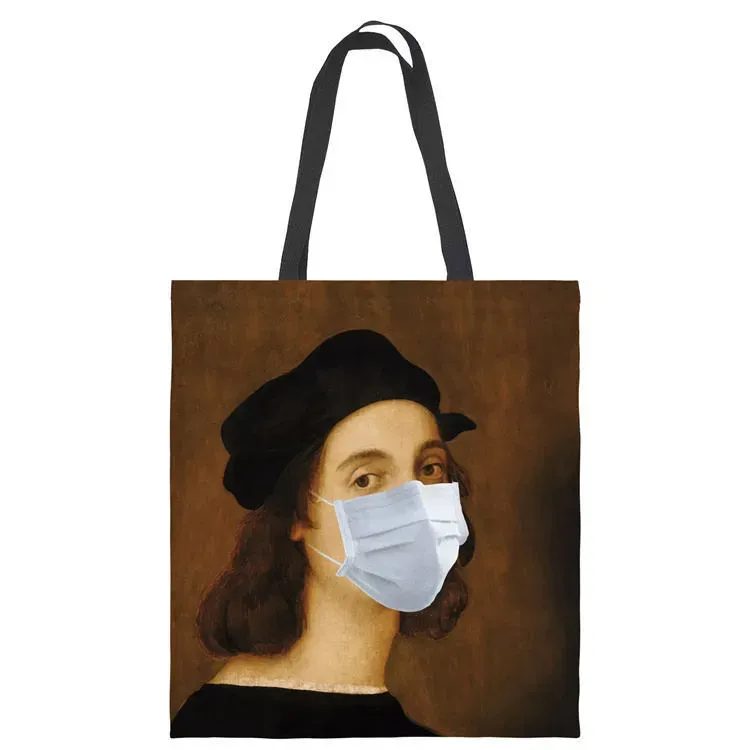 Women Fashion Painting Printed Large Capacity Canvas Tote Bag - Image 5