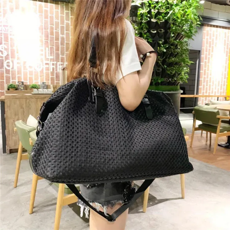 Women Simple Solid Color Patchwork Large Capacity Duffel Bag - Image 2