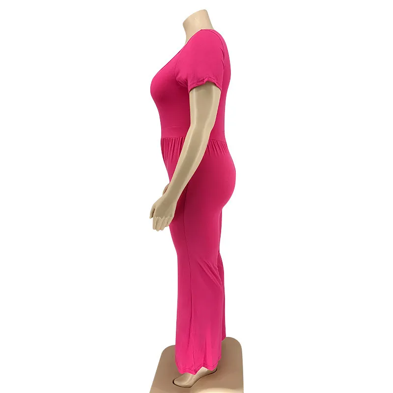 XL-5XL Women Plus Size Solid Color Wide Leg Jumpsuits - Image 12
