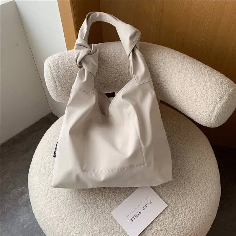 Women Casual Design Solid Color Large Capacity Shoulder Handle Tote Bag - Image 9