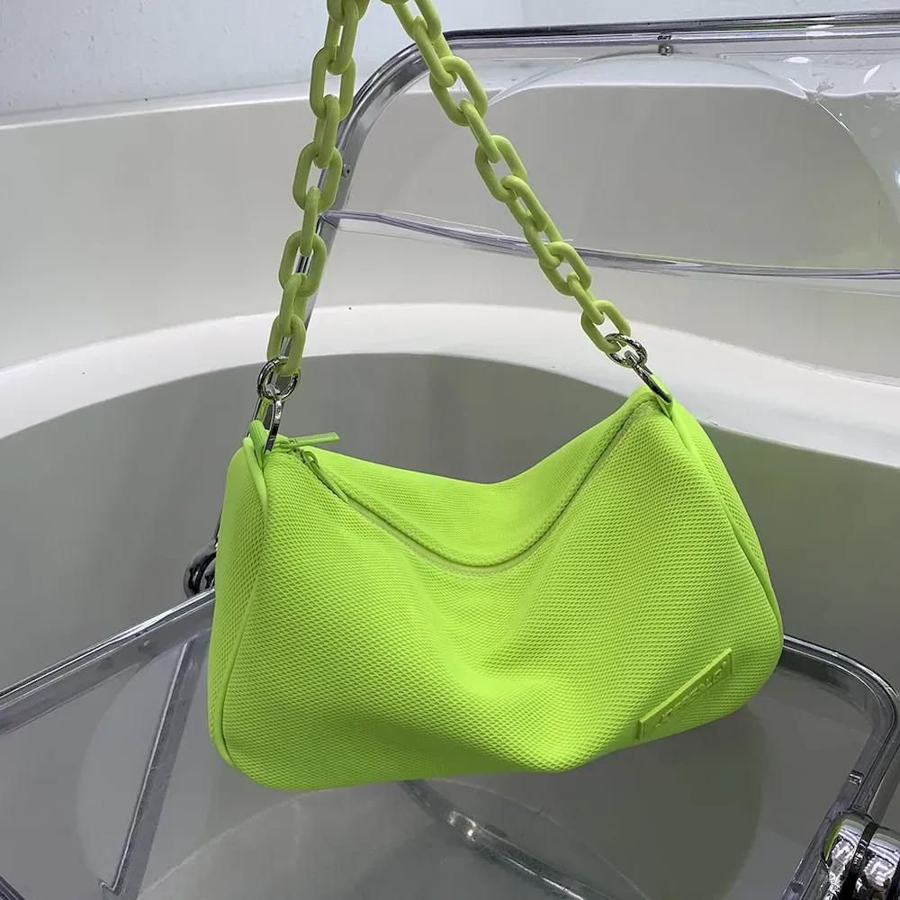Women Trendy Creative Twist Design Chain Decoration Large Capacity PVC Shoulder Bag - Image 5
