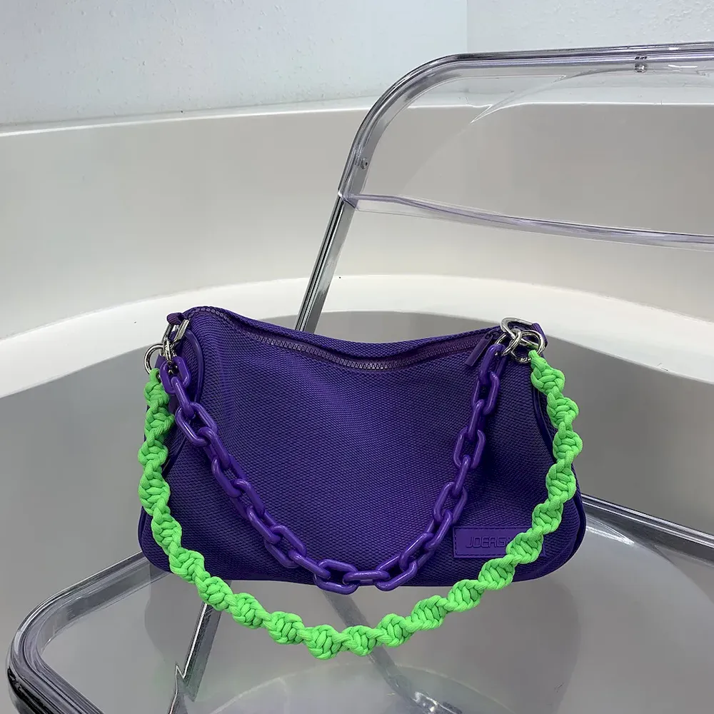 Women Trendy Creative Twist Design Chain Decoration Large Capacity PVC Shoulder Bag - Image 6