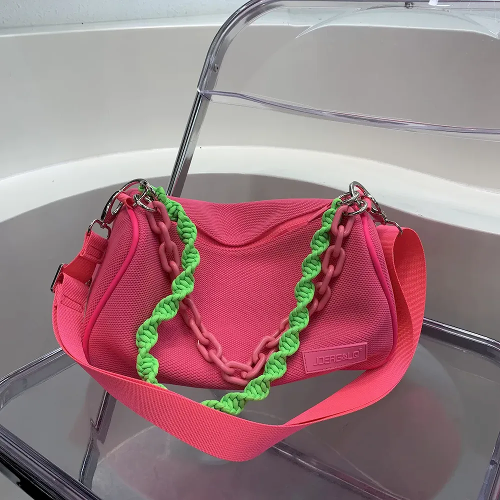 Women Trendy Creative Twist Design Chain Decoration Large Capacity PVC Shoulder Bag - Image 11