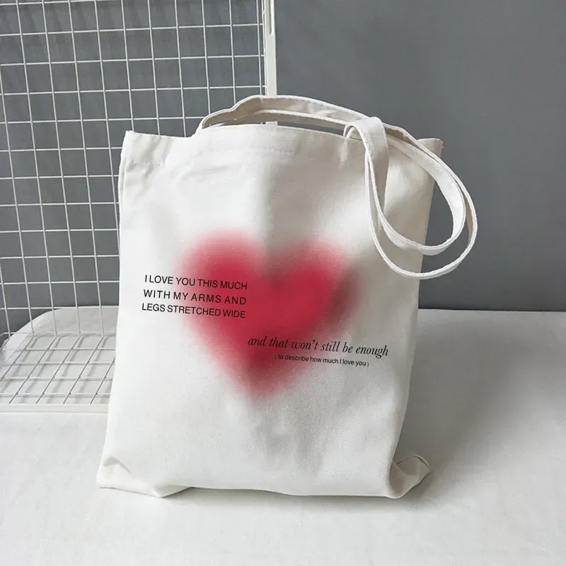 Women Cute Cartoon Graphic Print Large Capacity Canvas Tote Bag