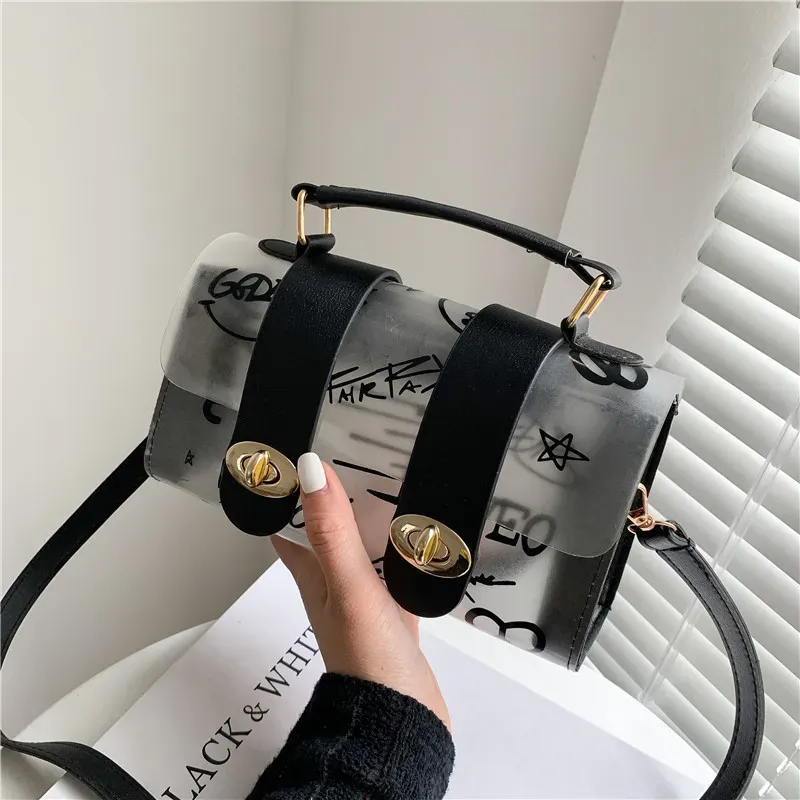 Fashion Transparent Clear Patchwork Graffiti Bag - Image 8