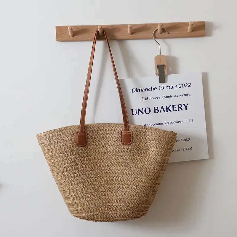 Women Fashion Simple Straw Large Capacity Woven Tote Bag
