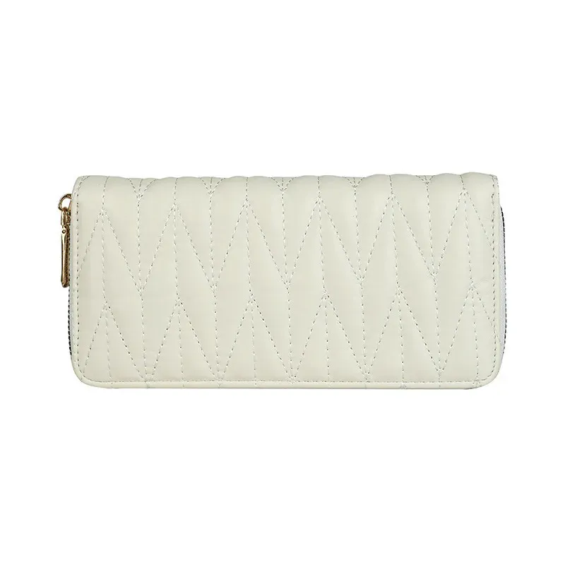 Women'S Fashion Pu Leather Embroidery Thread Solid Color Large Capacity Long Coin Purse - Image 6