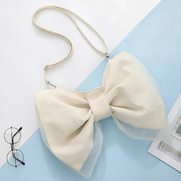 Women'S Fashion Design Bow Canvas Shoulder Bag - Image 9