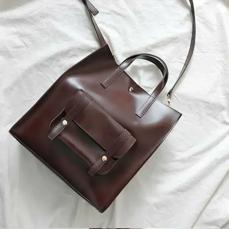 Women'S Fashion Retro Large Capacity Pu Leather Handbag