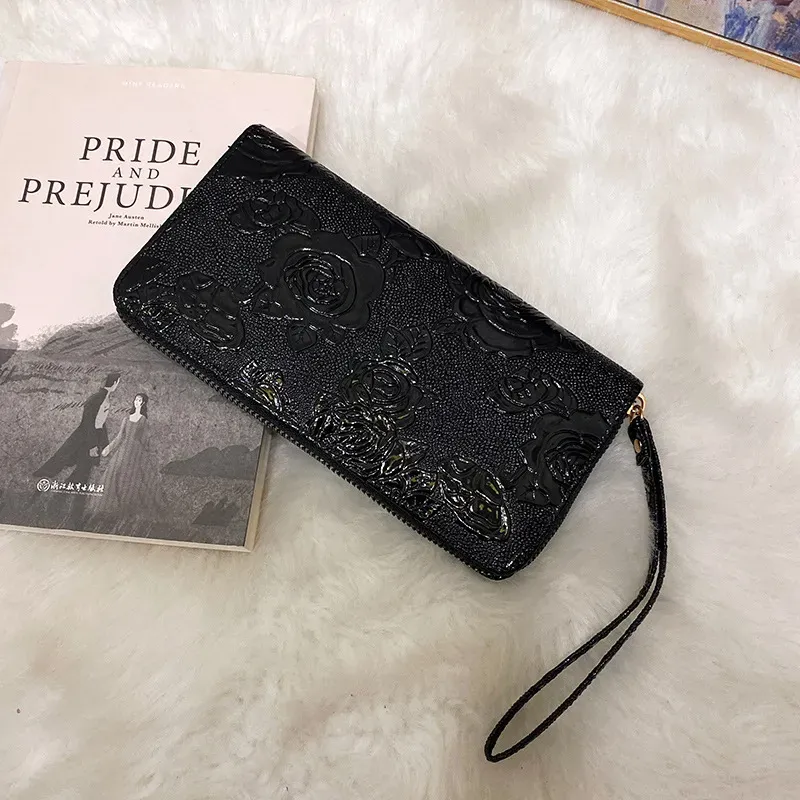 Women Fashion Vintage Embossed Long Coin Purse - Image 9
