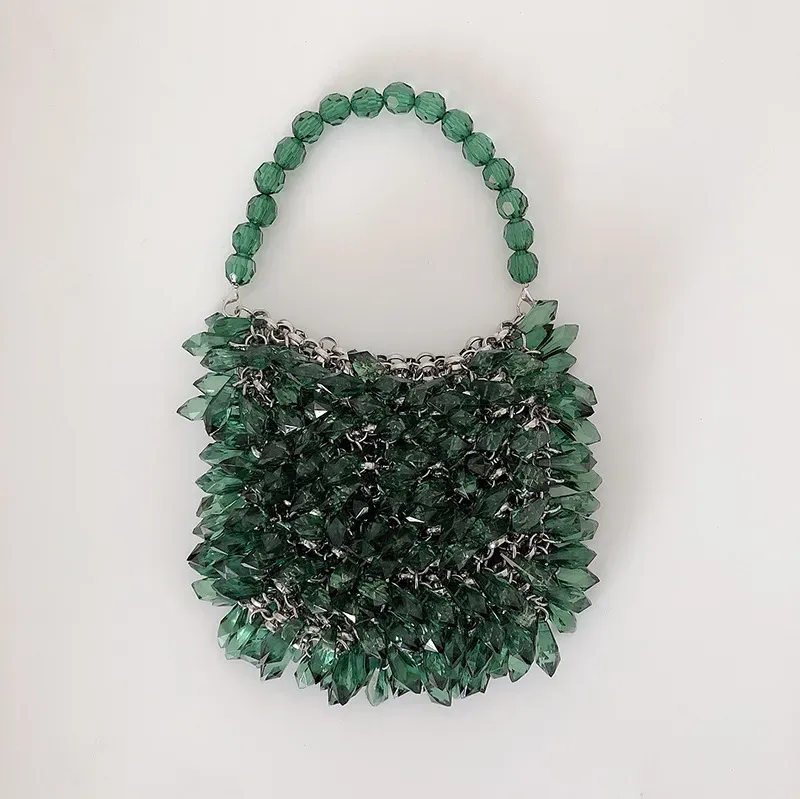 Women Fashion Transparent Handmade Acrylic Bead Water Drop Tote Bag - Image 8