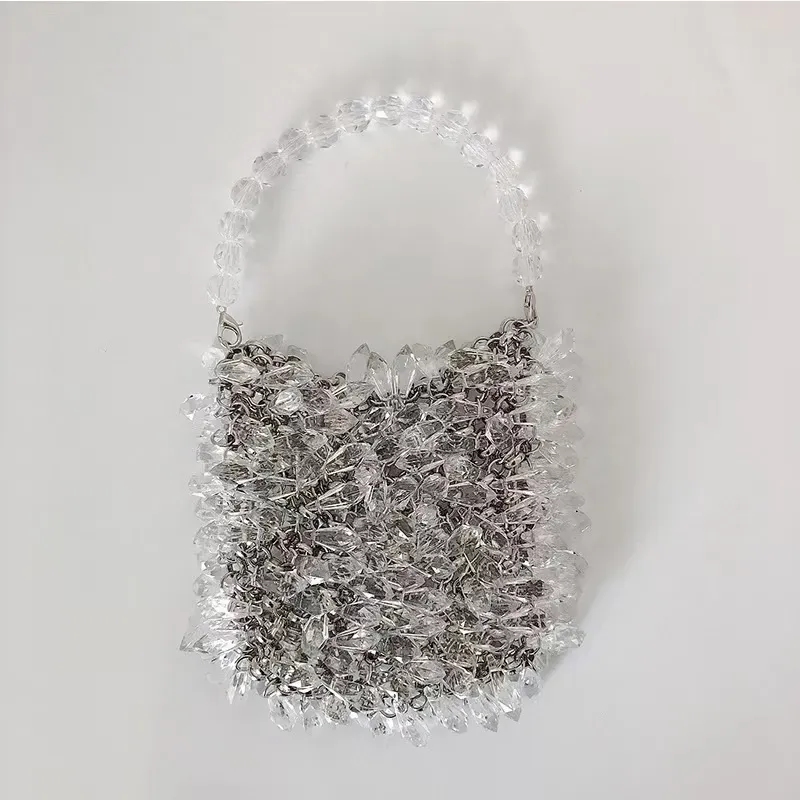 Women Fashion Transparent Handmade Acrylic Bead Water Drop Tote Bag - Image 13