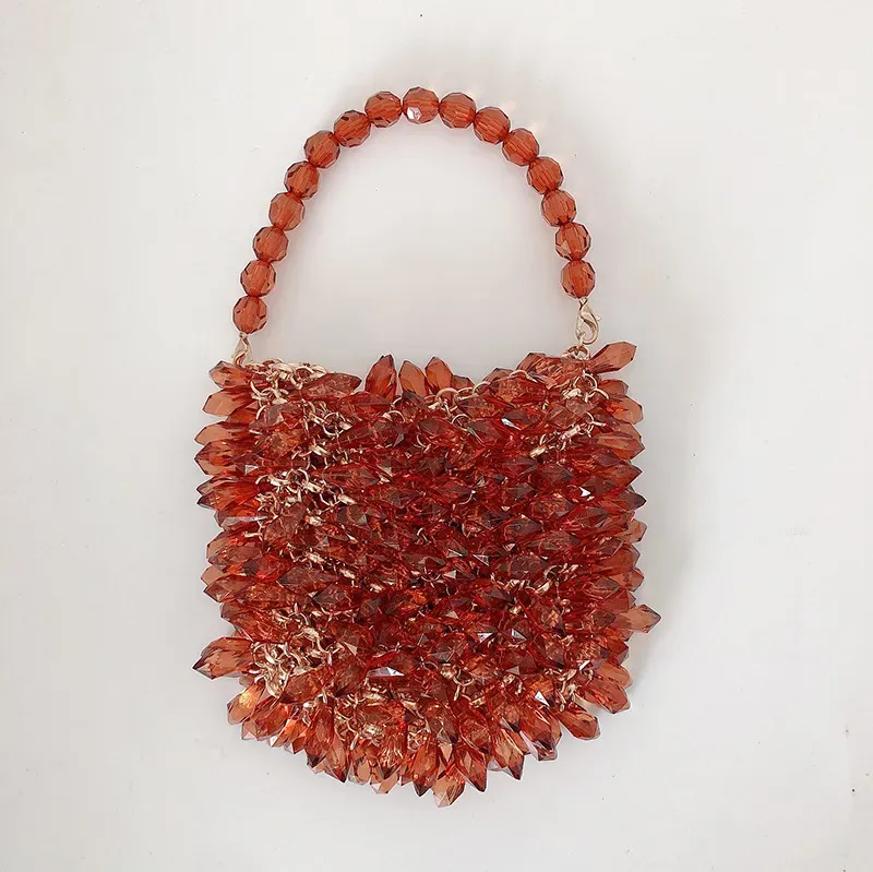 Women Fashion Transparent Handmade Acrylic Bead Water Drop Tote Bag - Image 18