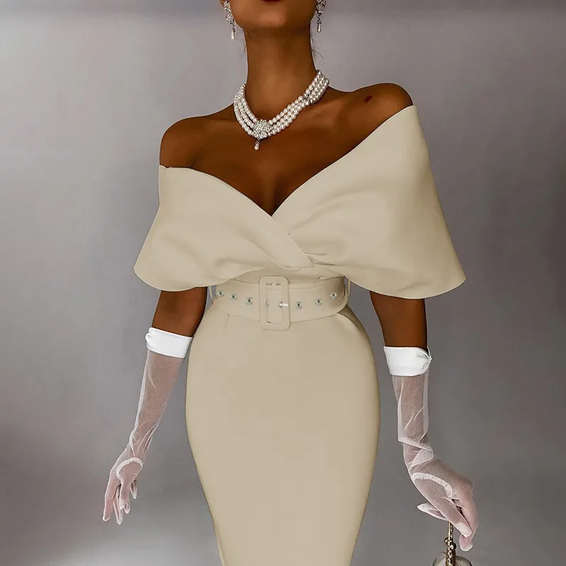 Women Fashion Elegant V-Neck Dress Belt - Image 11