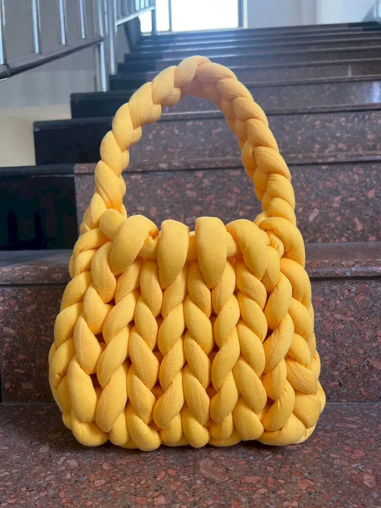 Women Fashion Solid Color Hand-Woven Wool Handbag - Image 21