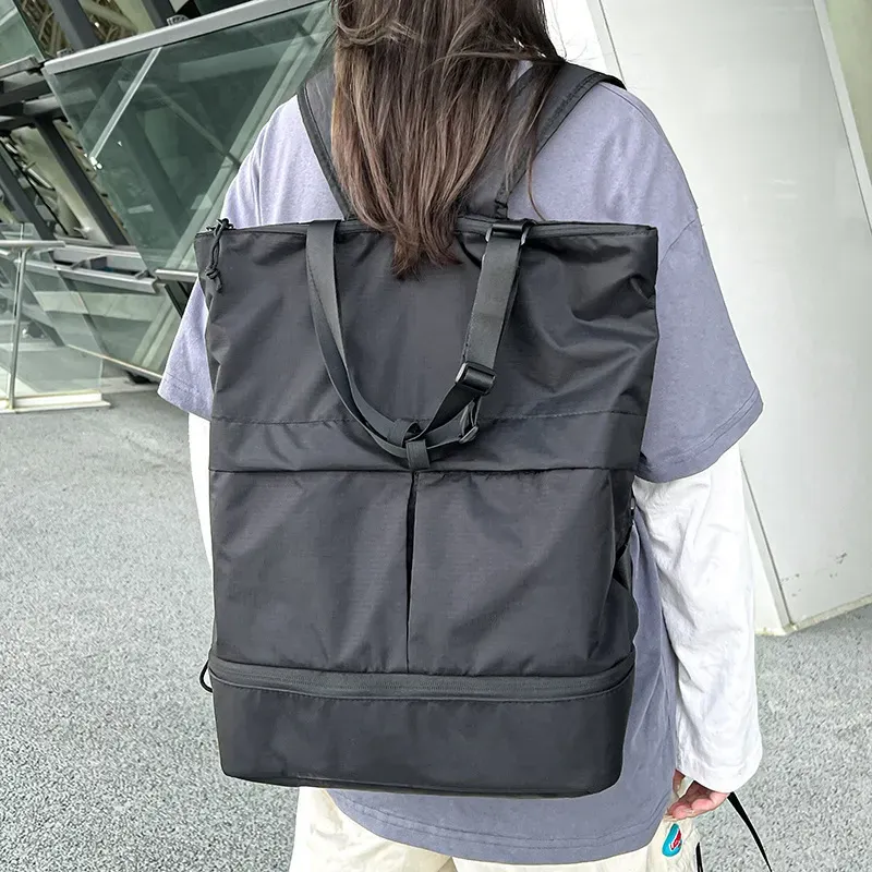 Neutral Fashion Solid Color Large Capacity Waterproof Nylon Backpack