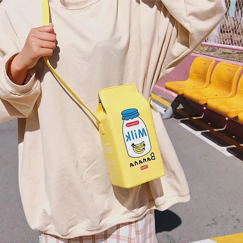 Women Simple Cute Milk Box Creative Shaped Messenger Bag - Image 4