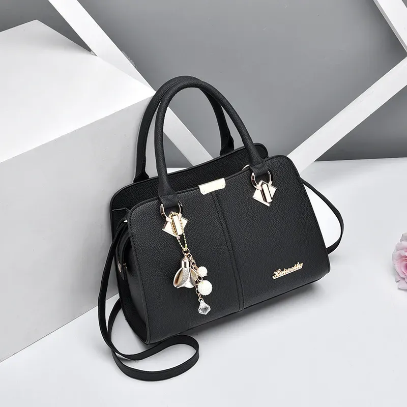 Women Fashion Large Capacity Floral Pendant Square Handle Shoulder Bag - Image 3