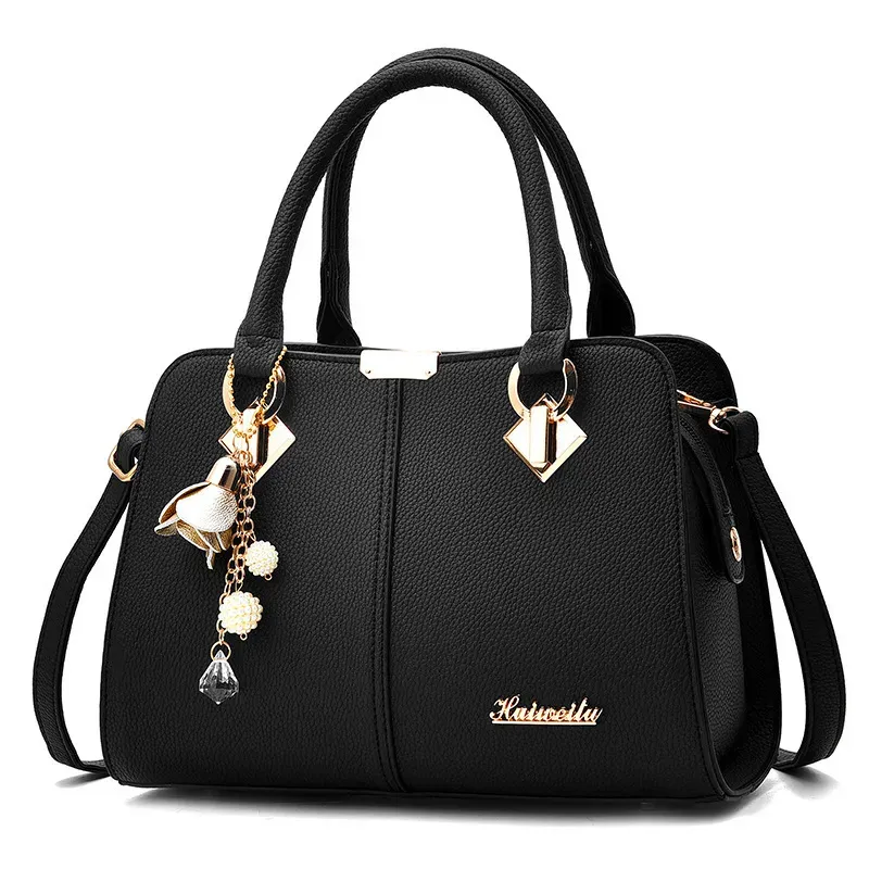 Women Fashion Large Capacity Floral Pendant Square Handle Shoulder Bag - Image 4