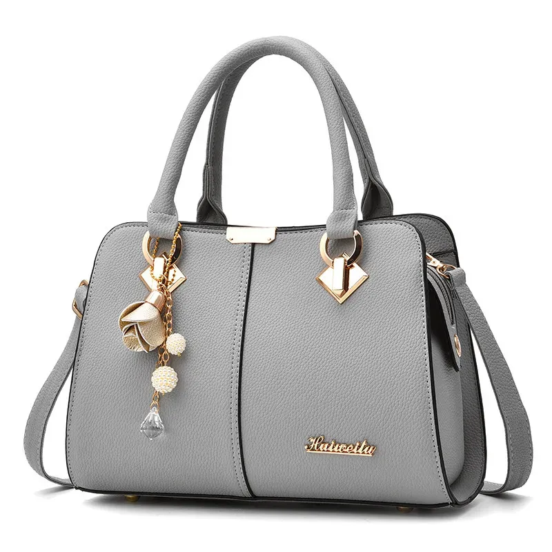 Women Fashion Large Capacity Floral Pendant Square Handle Shoulder Bag - Image 5