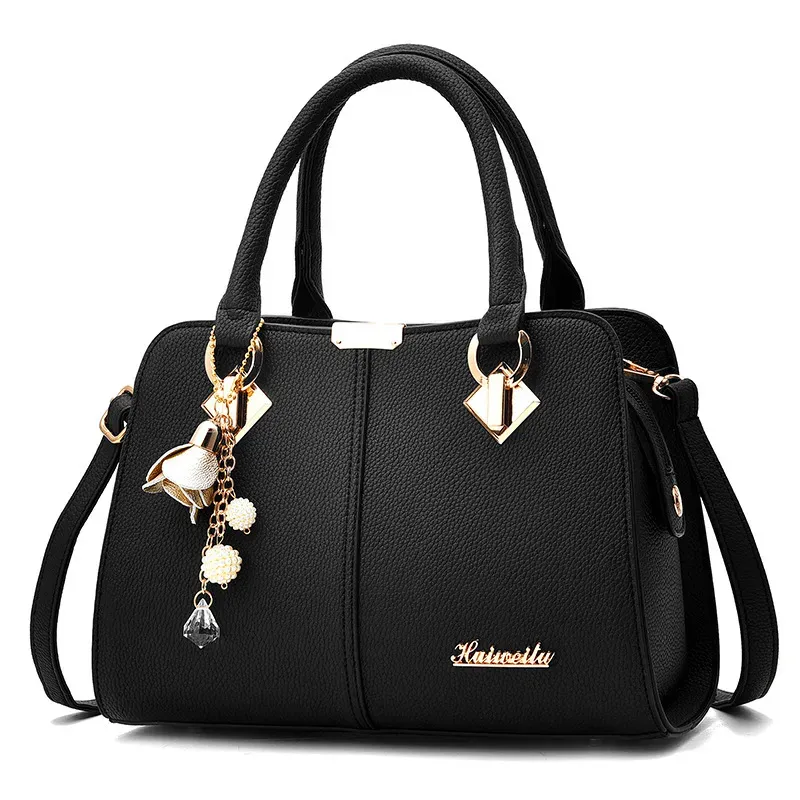Women Fashion Large Capacity Floral Pendant Square Handle Shoulder Bag - Image 9