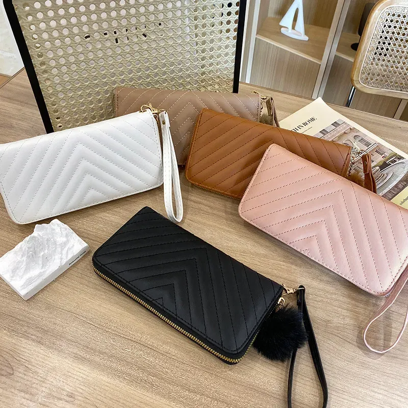 Women Fashion V Pattern Embroidery Hair Ball Pendant Long Purses