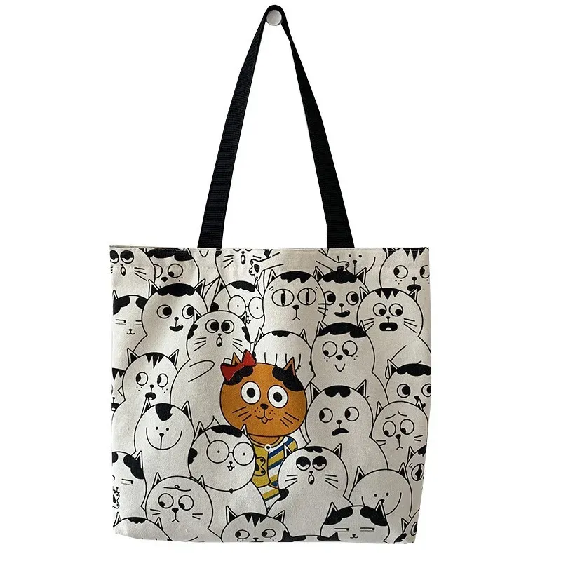 Women Cartoon Animal Print Large Capacity Canvas Tote Bag - Image 8