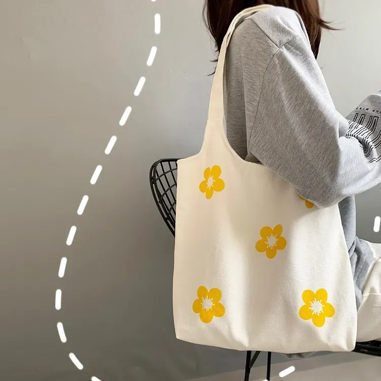 Women Fashion Floral Print Large Capacity Canvas Tote Bag