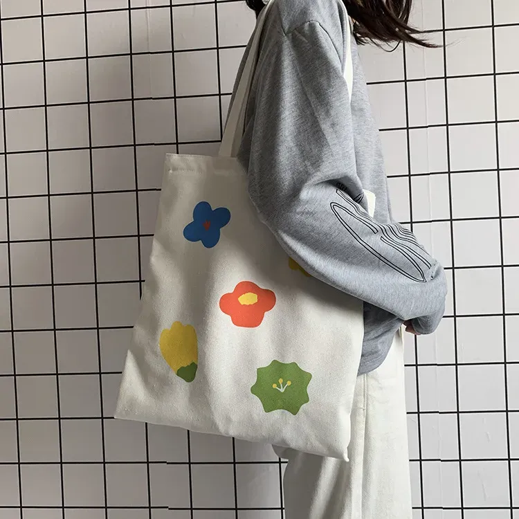 Women Fashion Cartoon Multicolor Floral Print Large Capacity Canvas Tote Bag - Image 8