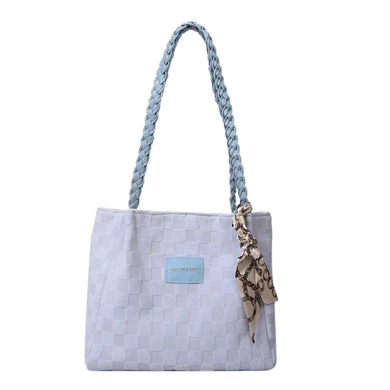 Women Fashionable Casual Rhombic Large Capacity Canvas Tote Bag - Image 5
