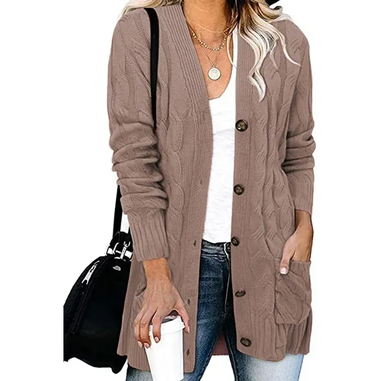 Autumn Winter Women Casual Single-Breasted Knitted Cardigan Jacket - Image 3