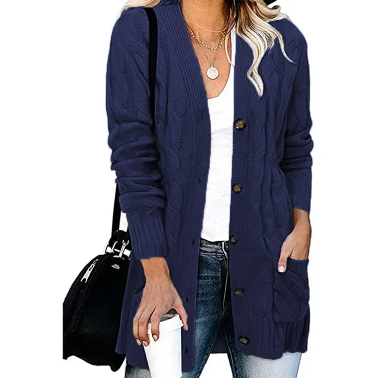 Autumn Winter Women Casual Single-Breasted Knitted Cardigan Jacket - Image 7