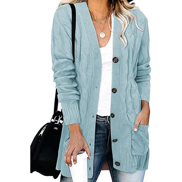 Autumn Winter Women Casual Single-Breasted Knitted Cardigan Jacket - Image 12