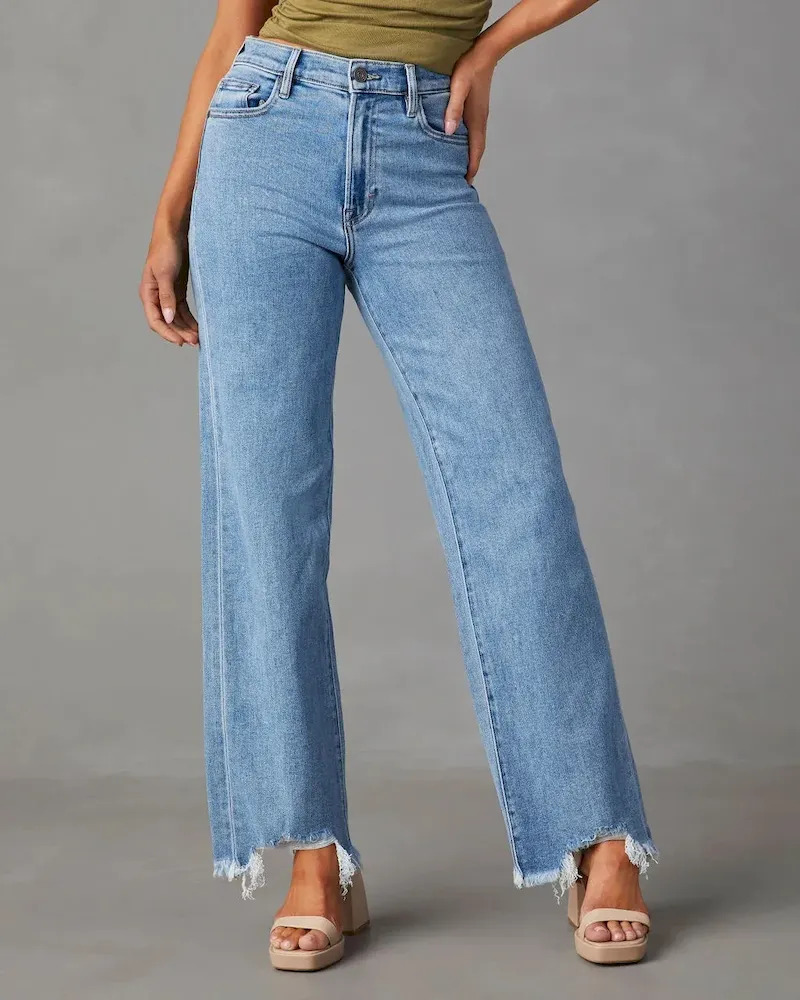 Women Fashion Simple Scrub-Edge Jeans - Image 5
