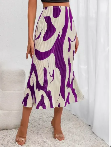 Summer Women Fashion Geometric Print Skirt - Image 10