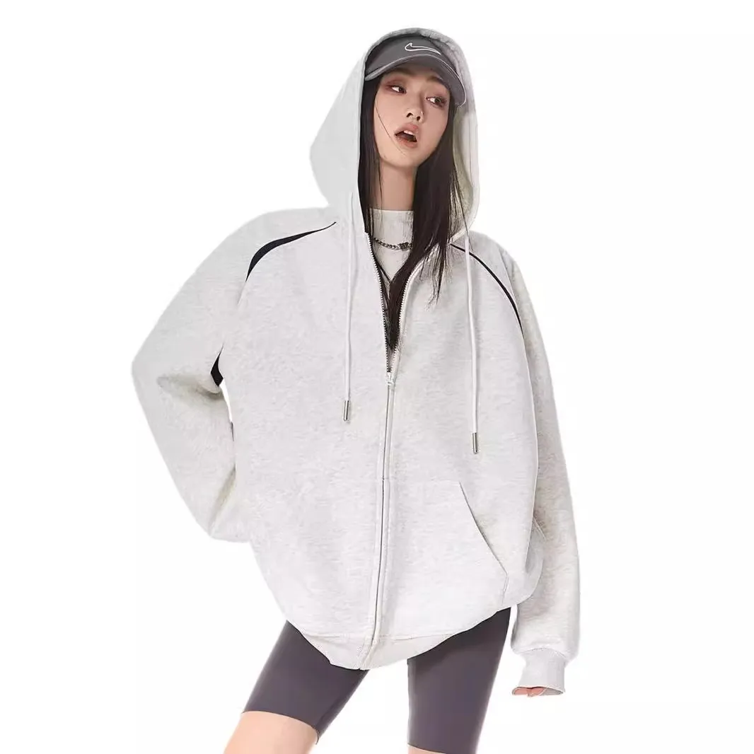 Women Fashion Casual Retro Zipper Cardigan Hoodies - Image 5