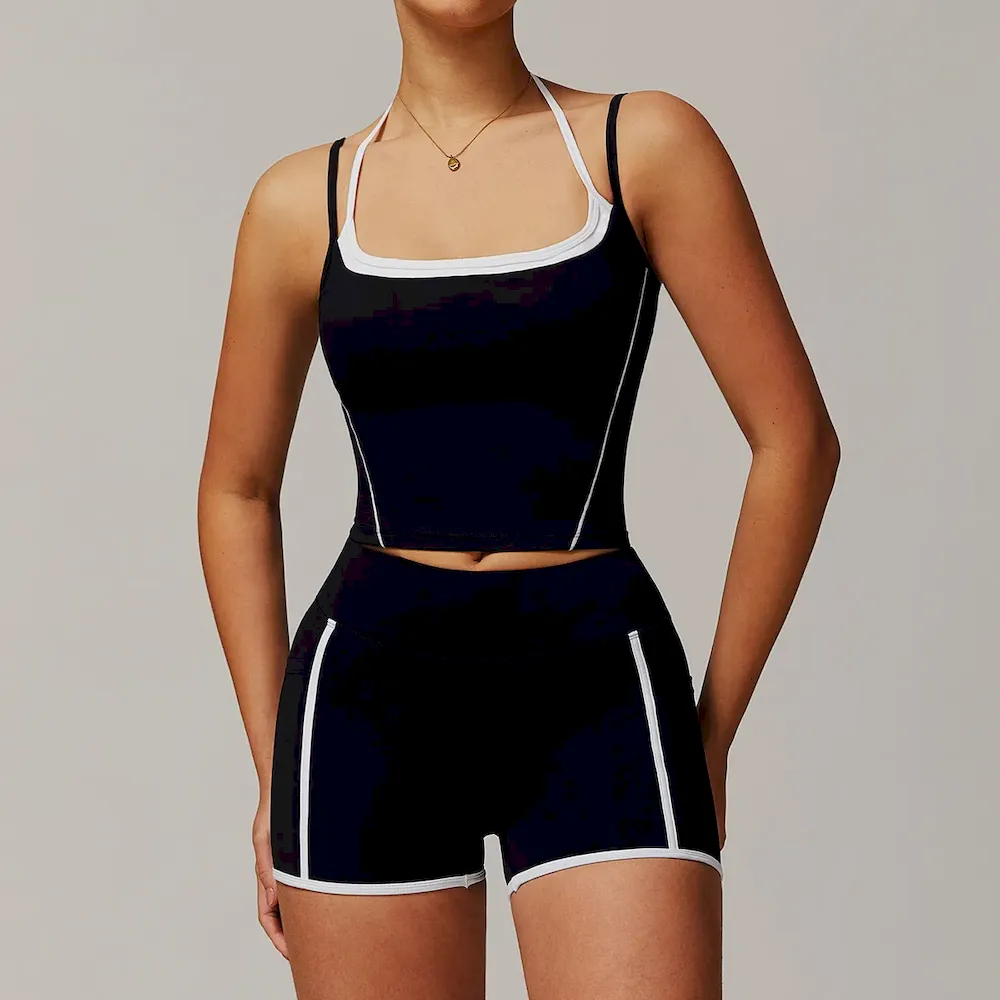 Women Yoga Color Contrast Two-Piece Set