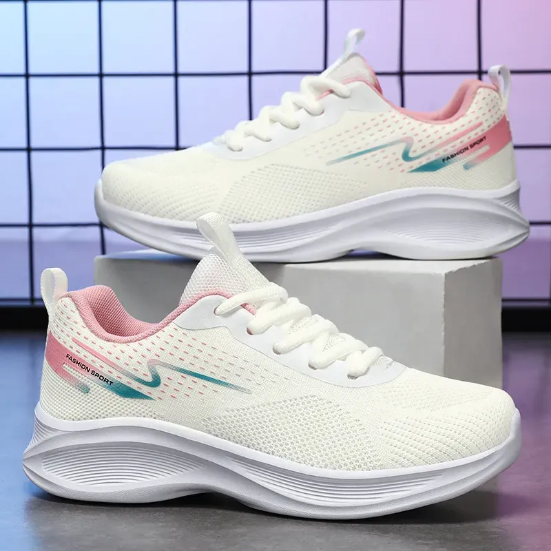 Women Fashion Casual Mesh Breathable Lace-Up Soft Thick Soled Sneaker - Image 3