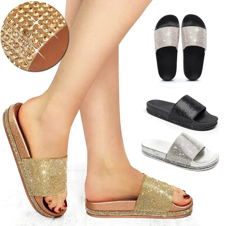 Women'S Fashionable Rhinestone Platform Slippers