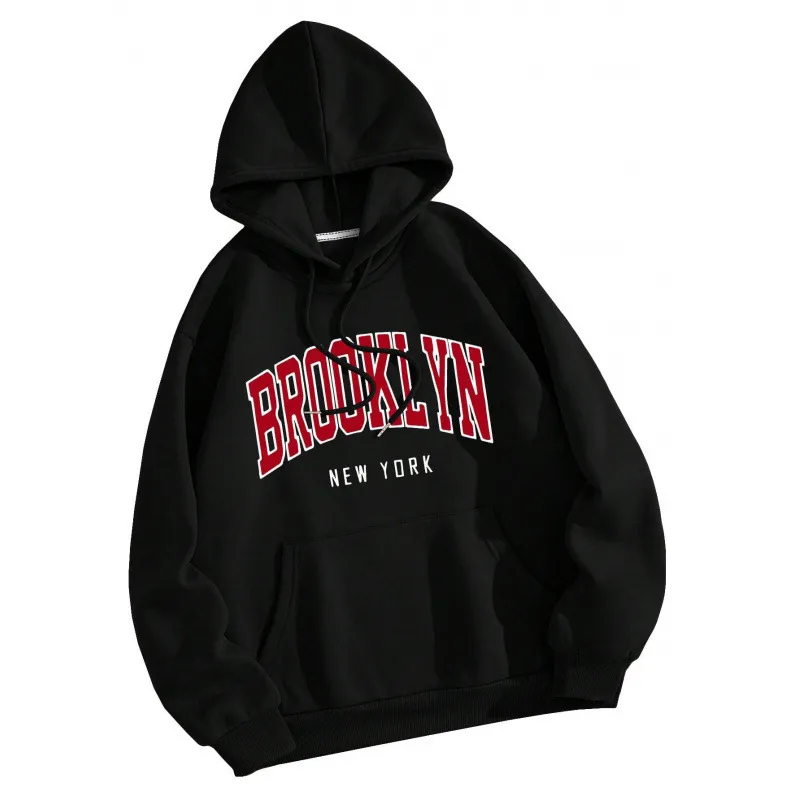 Casual Fashion Printed Loose Fleece-Lined Hoodie
