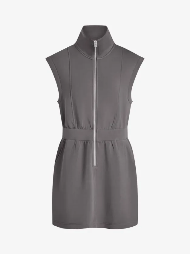 Women Fashion Casual Solid Color Lapel Zipper Pocket Sleeveless Dress - Image 11