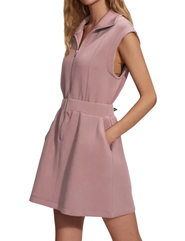 Women Fashion Casual Solid Color Lapel Zipper Pocket Sleeveless Dress - Image 12